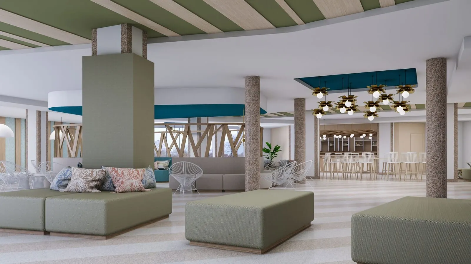 Gara Suites Golf & Spa: A spacious lobby with a high ceiling, large columns