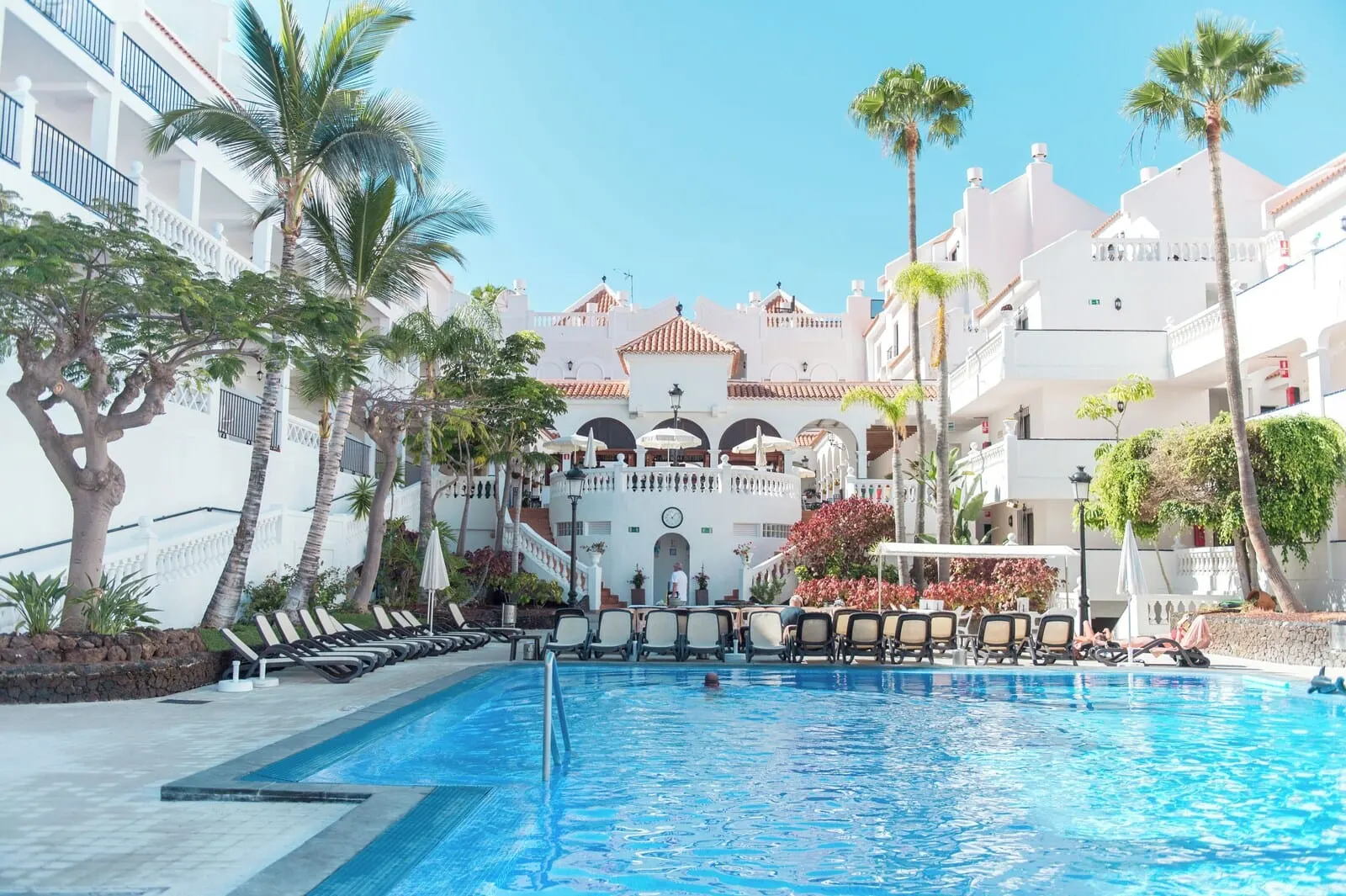 Ona Beverly Hills Heights: A swimming pool with lounge chairs, palm trees