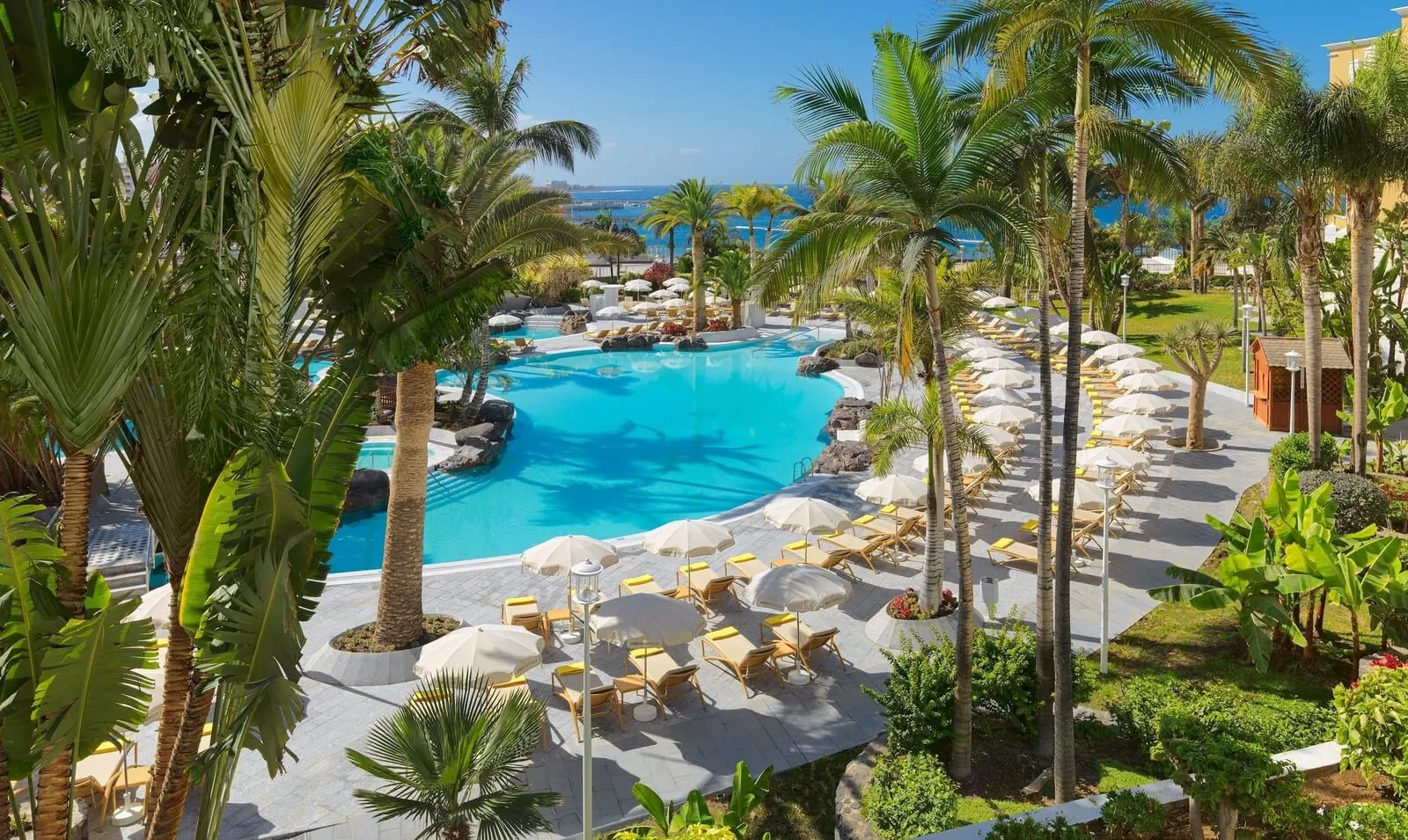 Hotel Jardines de Nivaria: A resort pool area with lounge chairs and umbrellas