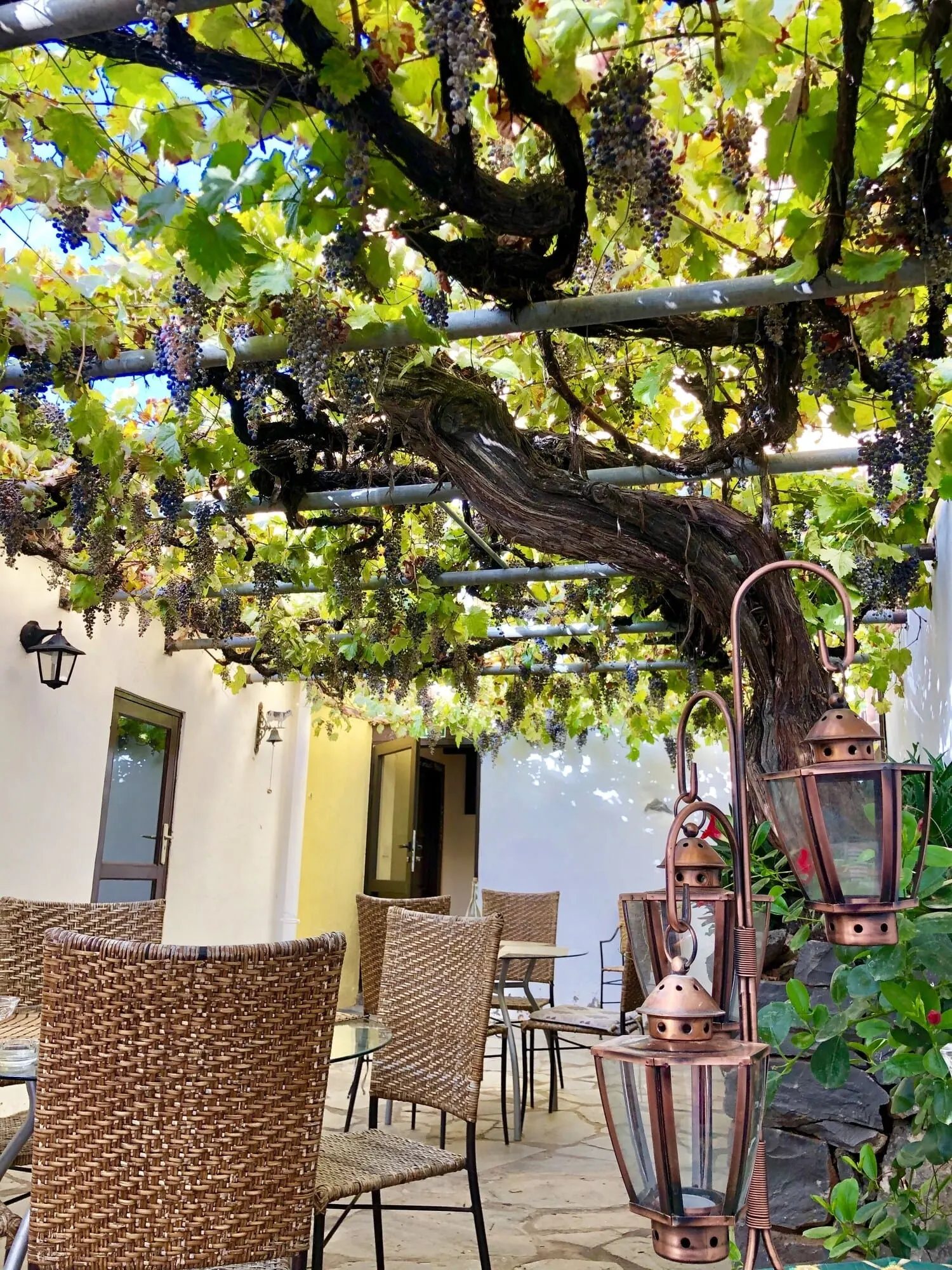 Hotel Rural Vilaflor: An outdoor seating area with wicker chairs and tables