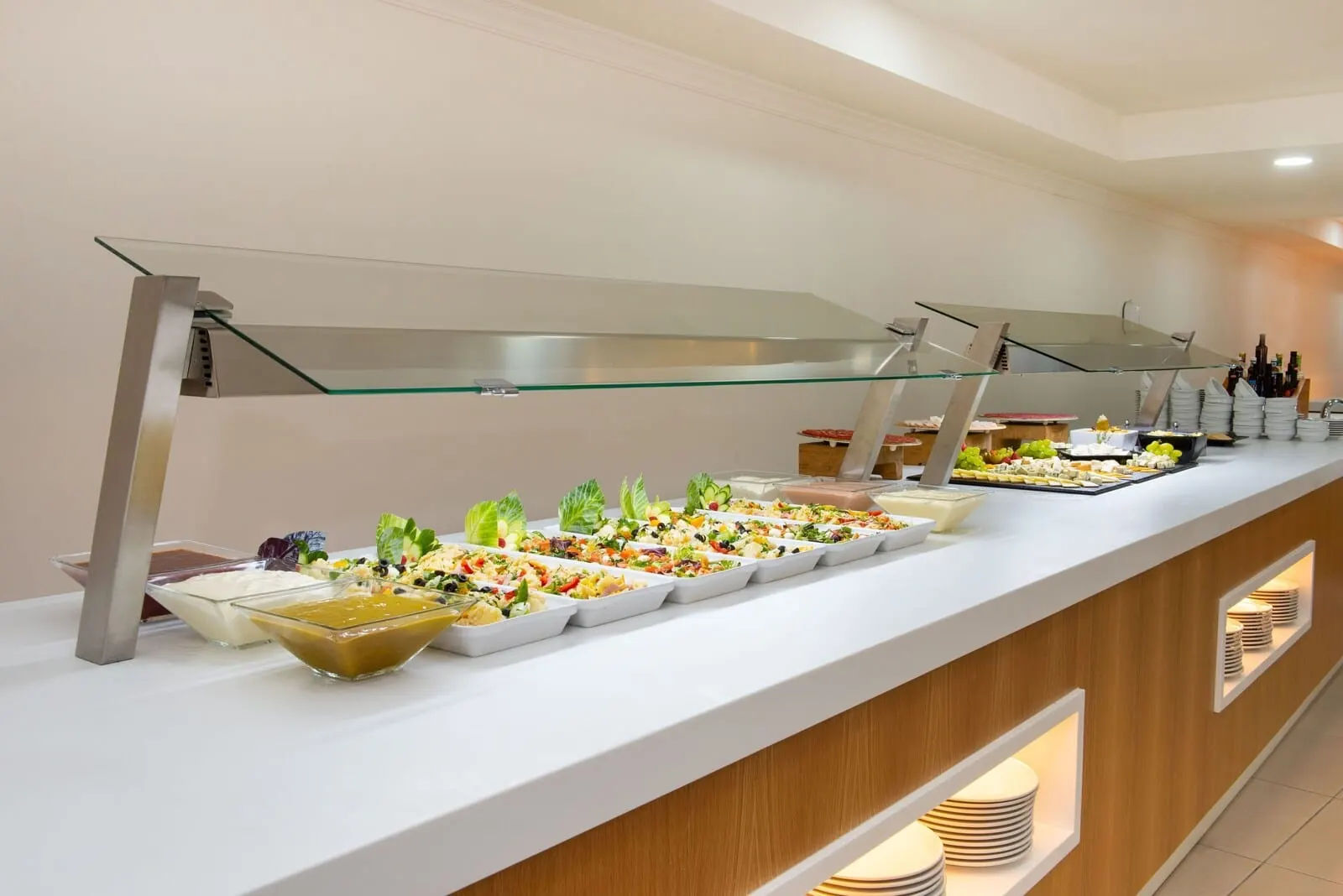 Olé Tropical Tenerife: A buffet with various food options, including salads and dips